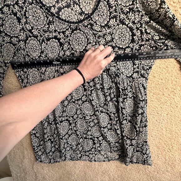 Ivy Jane Black & White Boho Y2K Ruffle Babydoll Retro Tunic Sz M Flutter Sleeves - Picture 14 of 16